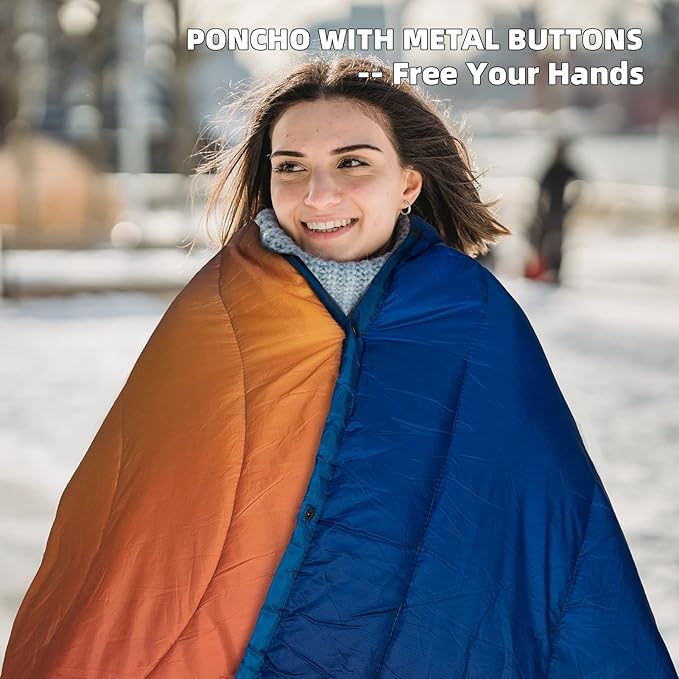 Outdoor Puffy Camping Blanket, Lightweight Windproof Warm Stadium Blanket, Packable Travel Camping Quilt for Cold Weather, Hiking, Backpacking, Sleeping, Hammock, Adventure 78"x 56"