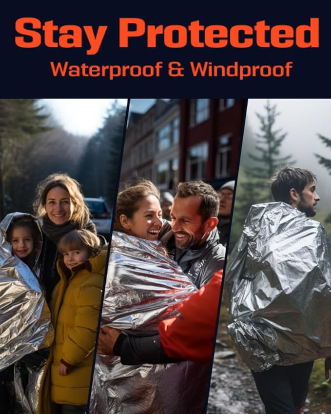 PREPARED4X Mylar Blankets 8 Pack - Waterproof Emergency Blanket - Rip and Tear Resistant Survivalist Gear - Emergency Thermal Blanket for Outdoor Survival