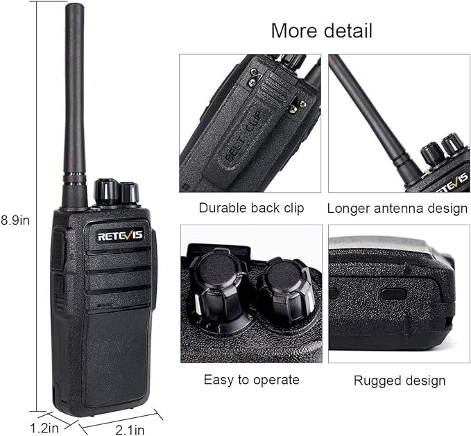 Retevis RT21 Updated Walkie Talkies Adults, Two Way Radios Long Range Rechargeable, 3000mAh Battery, with Six-Way Charger, for Security Warehouse Jobsite(6 Pack)
