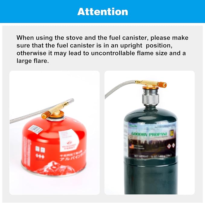 WADEO Camping Gas Stove, 3700W Portable Backpacking Stove with Piezo Ignition, Portable Burner, Camping Stove Adapter and Carrying Case for Outdoor Cooking
