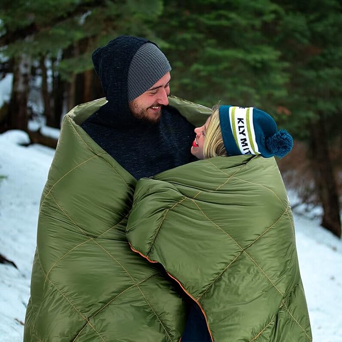 Down Camping Blanket - Camp Blanket, Lightweight, Packable, Puffy, Wearable, Water Resistant, Backpacking Quilt for Outdoor Camping, Travel and Hiking