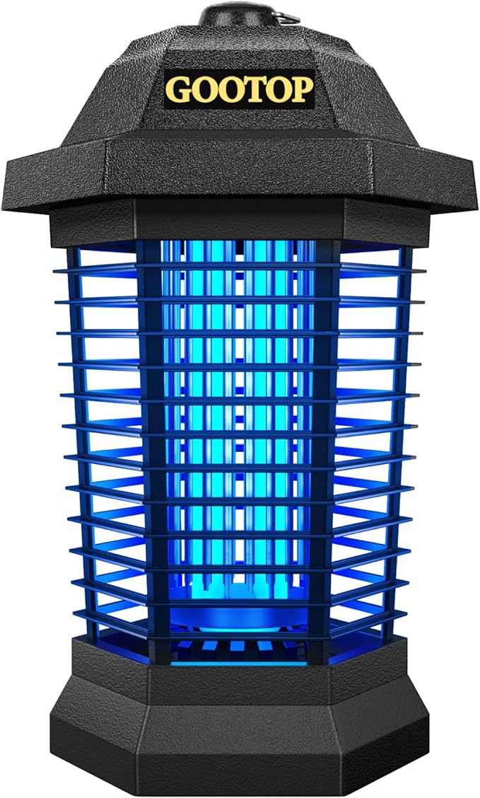 GOOTOP Bug Zapper Outdoor, Mosquito Zapper, Electric Fly Zapper, Mosquito Killer, Fly Traps, 3 Prong Plug, Flying Insects Zapper Indoor Outdoor 90-130V, 4200V, ABS Plastic Outer (Black)