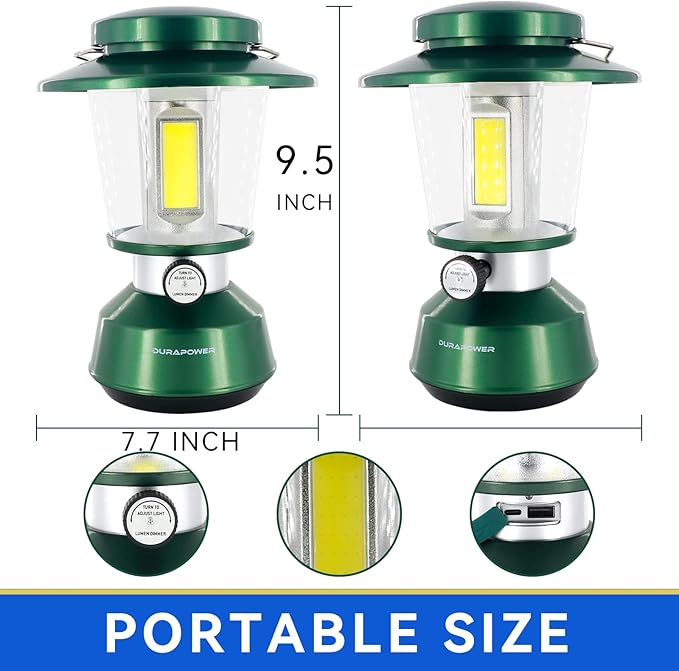 Durapower Rechargeable Camping Lantern,3300 Lumen Super Bright LED Camping Lantern, 5400 Mah Power Bank, IP44 Waterproof, 30 Hours, Portable Lantern for Hurricane, Power Outages