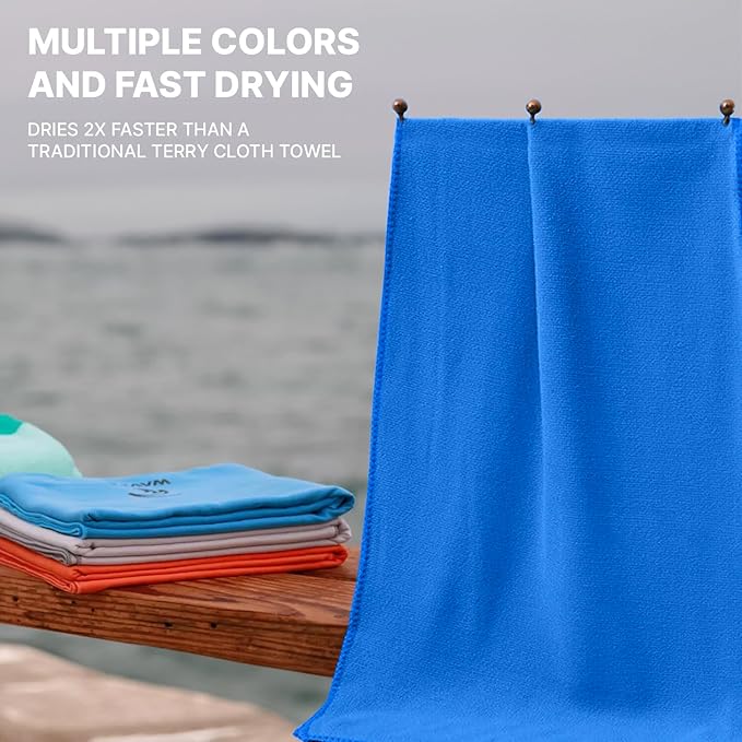 Microfiber Towel 60” by 36” for Camping, Yoga, Gym, Travel - Highly Absorbent Cleaning Cloth, Quick Drying Lightweight Material - Lint Free, Scratch Free Towels Washable and Reusable
