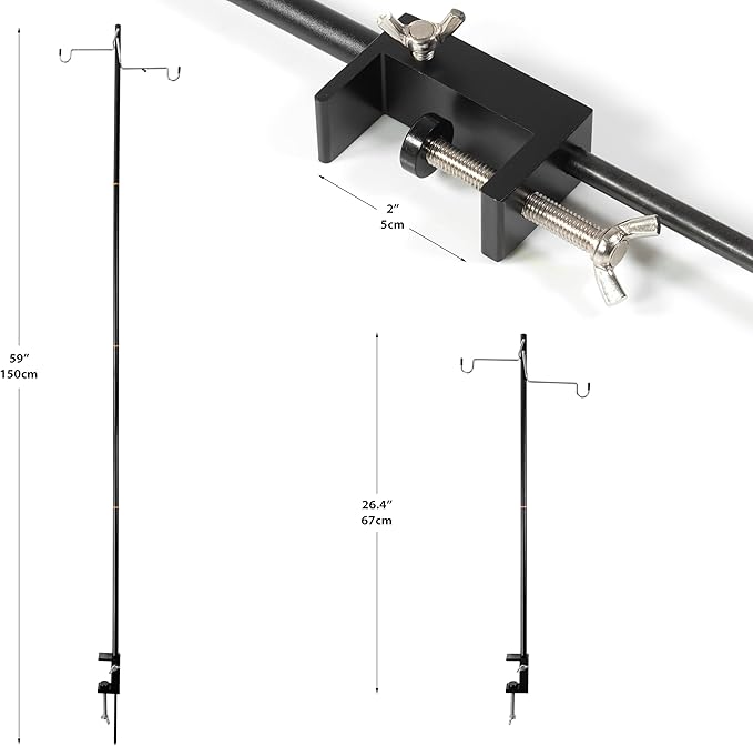 Phuma Camping Lantern Stand Hanging Pole for Portable Lamp - Folding Collapsible Outdoor Hanger Hook Holder, Black aluminium ; Copper