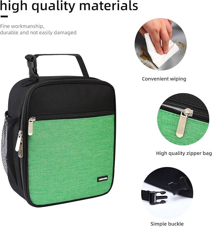 Lunch box Lunch bag for men women Insulated Lunchbox Lunch bags for Work Picnic Travel (Thicken green)