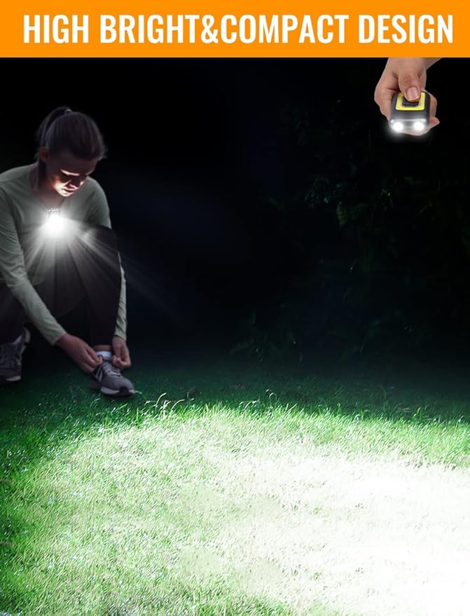 Yls 2 Pack Clip On Running Light - 5 Lighting Modes LED Flashlight, Portable Weatherproof Hat Light, Rechargeable Night Light for Camping, Hiking, Jogging