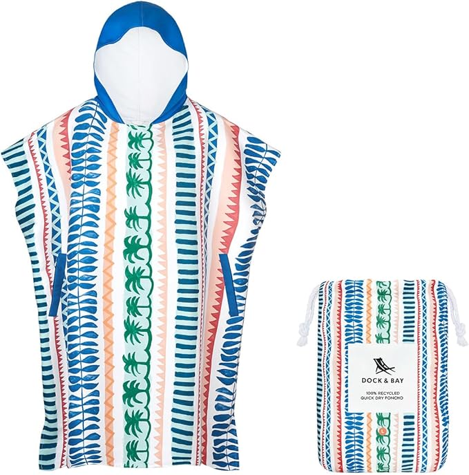 Dock & Bay Adult Poncho - Hooded Towel with Deep Pockets, Changing Robe - Quick Dry - Compact, Lightweight - Includes Bag