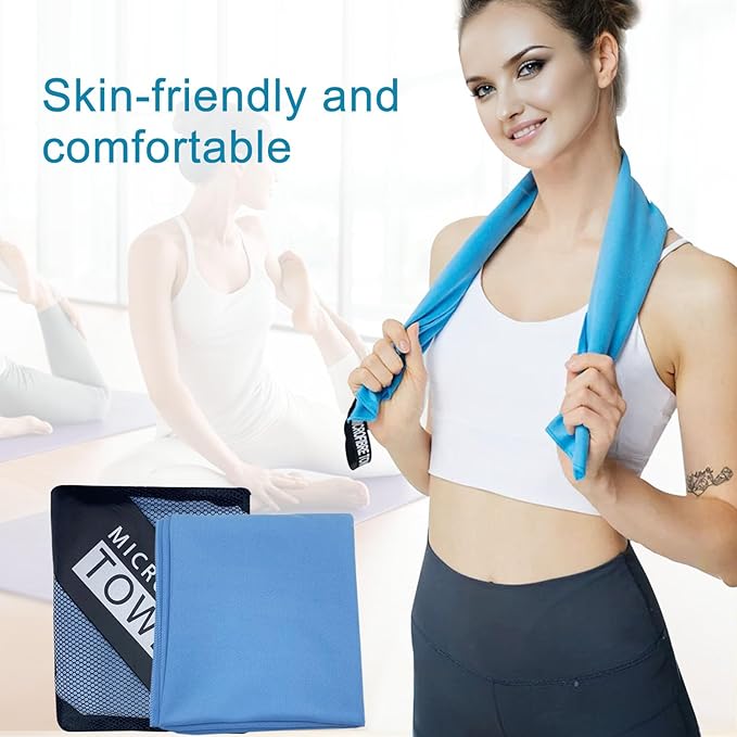 Quick Dry, Super Absorbent Microfiber Towel - Perfect for Travel, Gym, and Camping. Ultra Compact, Lightweight. Ideal for Trip, Beach, Shower, Backpacking, Pool.