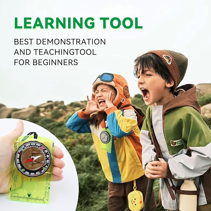 Orienteering Compass, Wilderness Survival Compass for Kids- Magnetic Gear Set Navigation Map- Backpacking Camping Hunting Survival