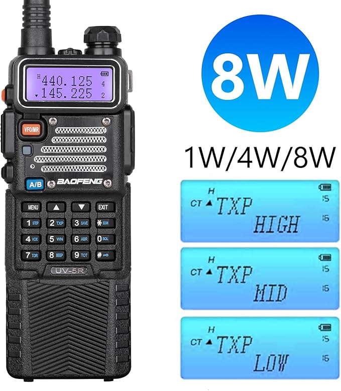 BAOFENG UV-5R Ham Radio 8W Dual Band 144-148&420-450Mhz,3800mAh Rechargeable Handheld Two Way Radio with MIC (2Pack)