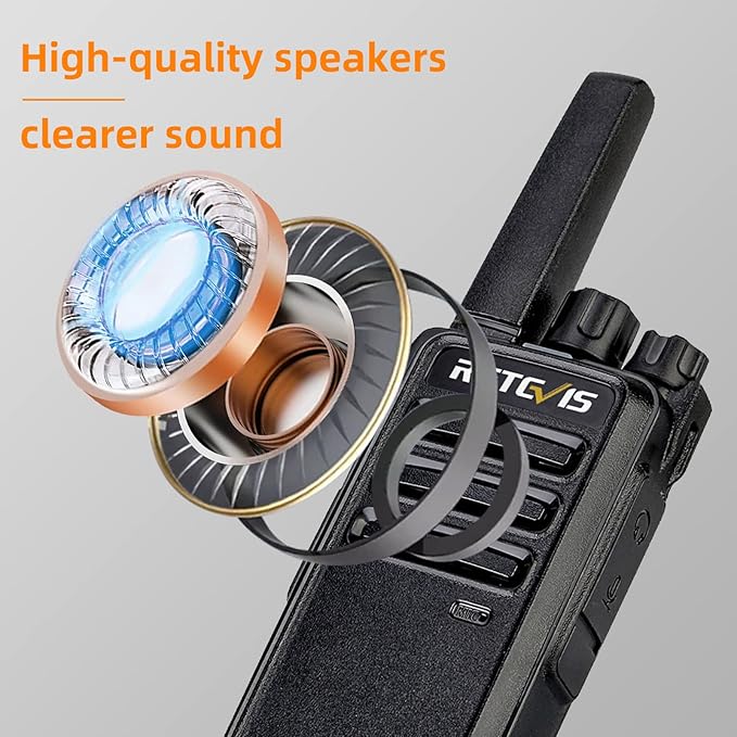 Retevis RT68 Two Way Radios with Earpiece, Heavy Duty Walkie Talkies for Adults, Compact 2 Way Radio Long Range Rechargeable with USB Charging Base, for Restaurant Church Security School (6 Pack)