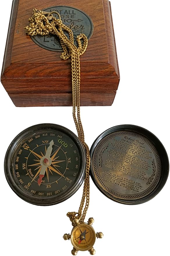 Brass Vintage Navigational Nautical Poem Compass with Beautiful Necklace, Made, Valentine Gift, Beautiful Bond, 100% Handmade, Directional Antique Gift by Decor Hunt