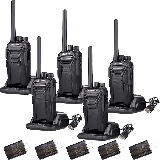 Retevis RT27 Walkie Talkies for Adults Long Range,2 Way Radio Rechargeable,VOX HandsFree,Heavy Duty,Portable FRS Two-way Radios for Commercial Retail Restaurant School(5 Pack)