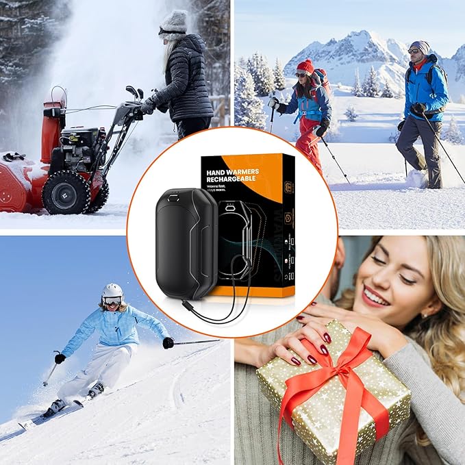 Rechargeable Hand Warmers 2 Pack, Electric Hand Warmer Reusable, 2 in 1 Pocket Portable Hand Warmer Outdoor/Indoor/Hunting/Camping/Working USB Hand Warmers for Men Women Kids