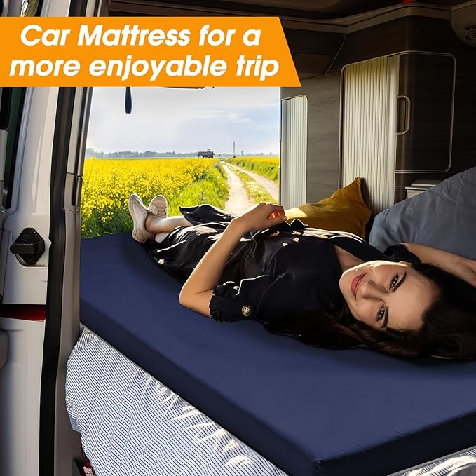 CYMULA Camping Cot Mattress 2in Memory Foam Sleeping Pad,Soft Warm Non-Slip Camping Mattress Topper with Retaining for Adults,Portable Roll up Mattress Pad for Travel (75 x30)(only Mattress)