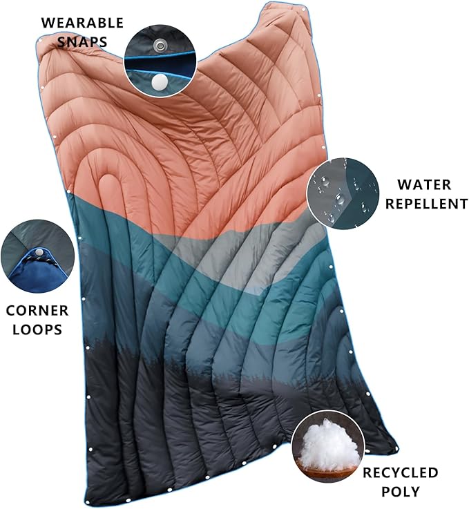 Camping Blanket,Lightweight Down Alternative Puffy Printed Camping Blanket Packable Outdoor Blanket for Camping,Traveling, Stadium, Hiking, Picnics