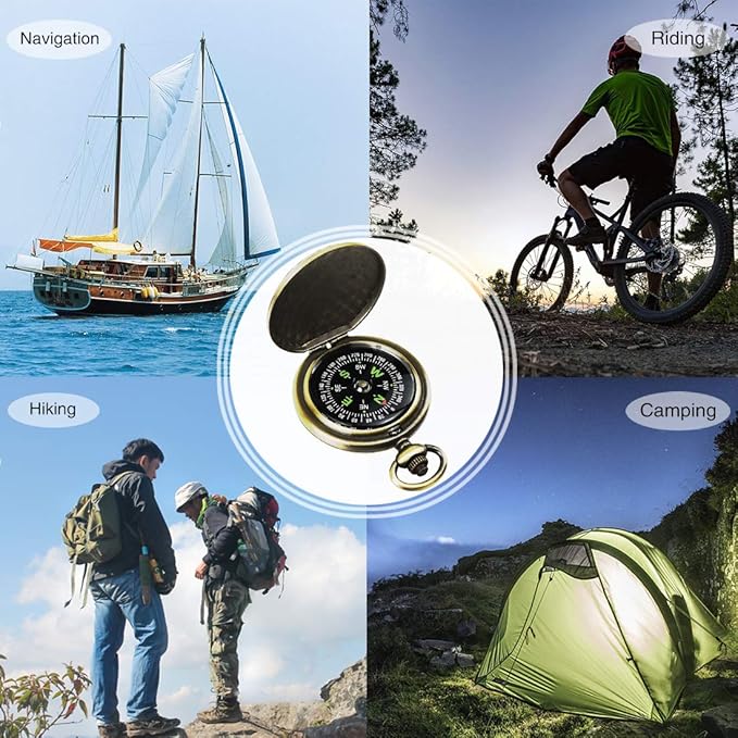 Multifunctional Zinc Alloy Classic Compass for Hiking, Camping, Motoring, Boating, Backpacking, Gift and Collection