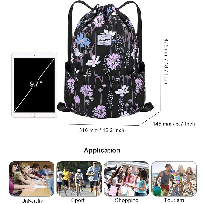 XEYOU Drawstring Sports Backpack Lightweight Gym Yoga Sackpack Shoulder Rucksack Casual Outdoor Daypack for Women and Men