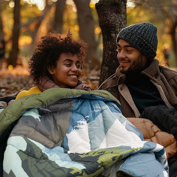 Outdoor Puffy Camping Blanket, Lightweight Windproof Warm Stadium Blanket, Packable Travel Camping Quilt for Cold Weather, Hiking, Backpacking, Sleeping, Hammock, Adventure 78"x 56"