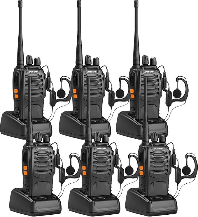 Walkie Talkies BF-888S Two Way Radio Long Range Rechargeable,Portable 2 Way Radio,Handsfree Walkie Talkie for Adultswith Flashlight Li-ion Battery and Charger(6 Pack)