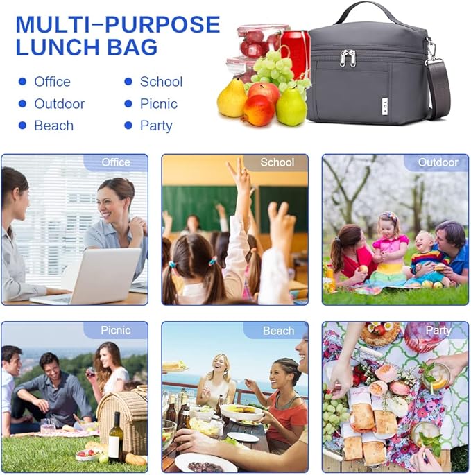 NOL Natural Organic Lifestyle Insulated Lunch Bags for Women Cooler Bag Lightweight Nylon Waterproof Lunch Box For Work