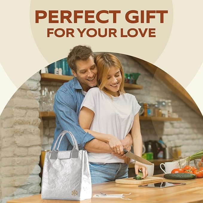 VonNova Insulated Lunch Box for Women, 7L Capacity, Leakproof Lunch Tote Bag, Durable Lunchbox made from Tyvek Material, Adult Cooler Bag for Work, Picnic, Travel and more (Silver)