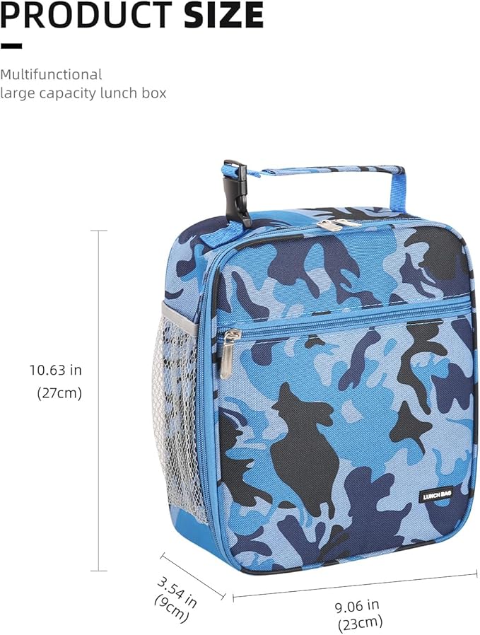 Lunch box Lunch bag for men women Insulated Lunchbox Lunch bags for Work Picnic Travel (Blue camo)