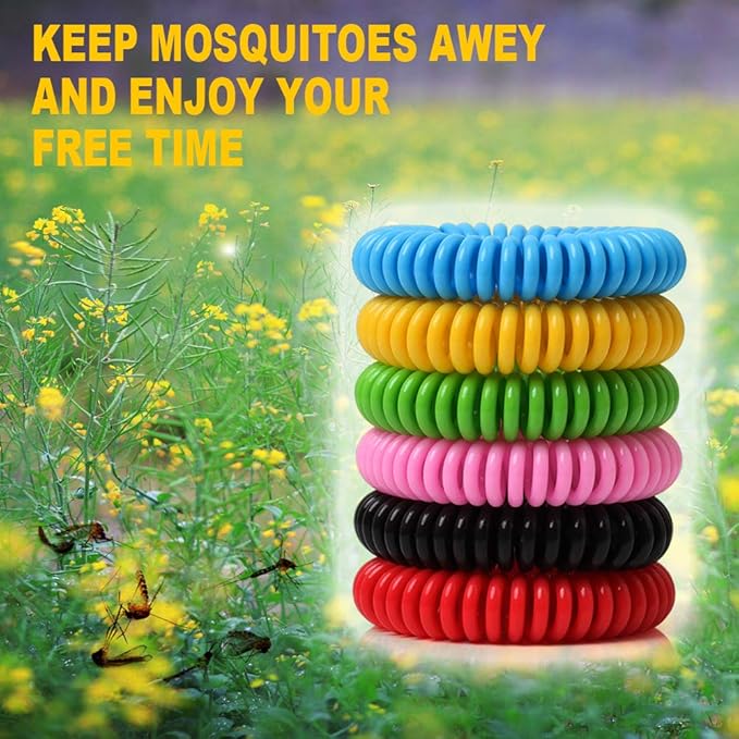 Mosquito Bracelets, 12 Pack Individually Wrapped, DEET Free, Natural and Waterproof Band