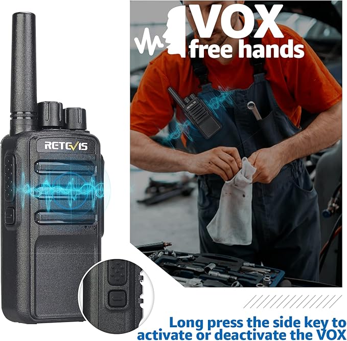 Retevis NR10 Portable 2 Way Radios,Noise Cancelling Two Way Radio USB-C Charging,VOX,License Free Walkie Talkies for Road Trip Camping Hiking(2 Pack)