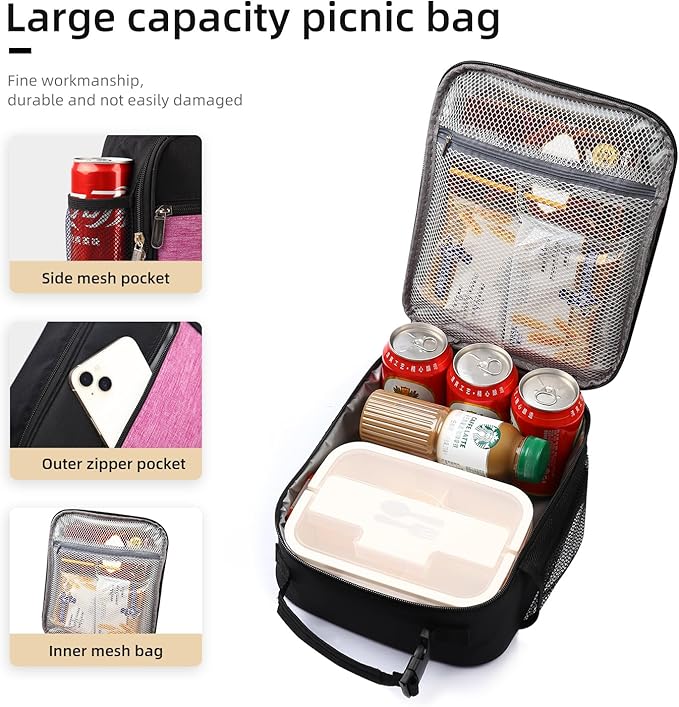 Lunch box Lunch bag for men women Insulated Lunchbox Lunch bags for Work Picnic Travel (Thicken purple)