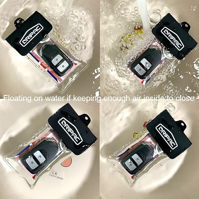 DRIPAC Waterproof Car Key FOB Case Waterproof Wallet Waterproof Holder Pouch For Key ID Badge Credit Card Money(Black+Black)