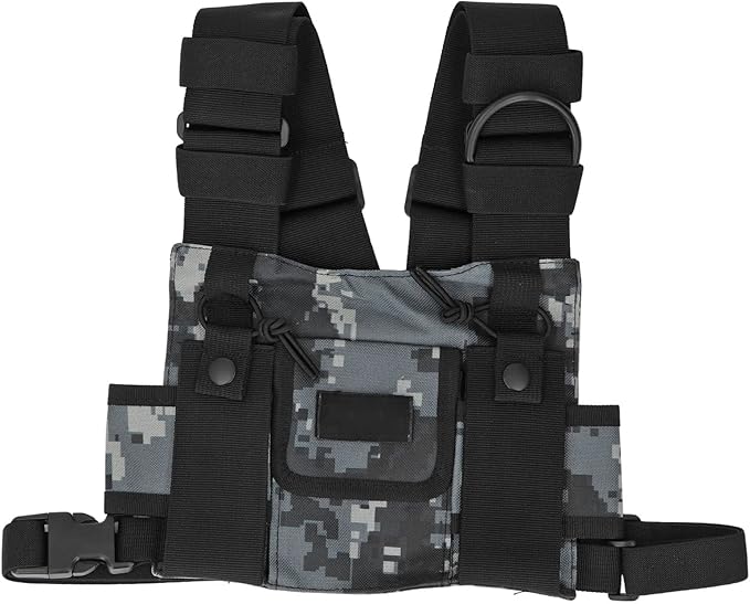 Sonew Radio Shoulder Holster, Universal Adjustable Radio Chest Harness Holder Vest Rig Walkie Talkies Front Pack Pouch for 2 Way Radio (Digital Camouflage)