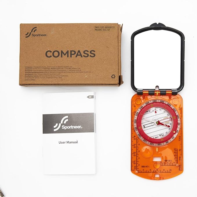 Sportneer Compass Hiking Survival Compass with Mirror Orienteering Compass Boy Scout Compass for Kids Gifts Hiking Camping Backpacking Map Navigation