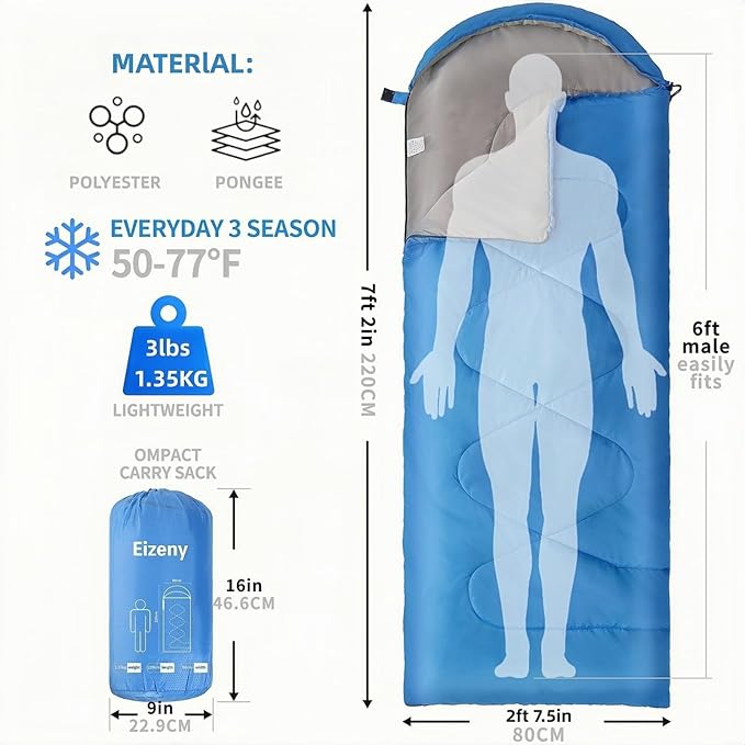Sleeping Bags for Adults Kids,Lightweight Waterproof Compact Sleeping Bag with Stuff Sack for Warm Camping Cold Hiking Traveling Outdoor Activities002