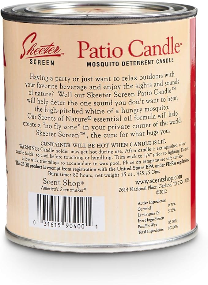 Skeeter Screen 15 Ounce Essential Oil Patio Candle - Pack of (2)