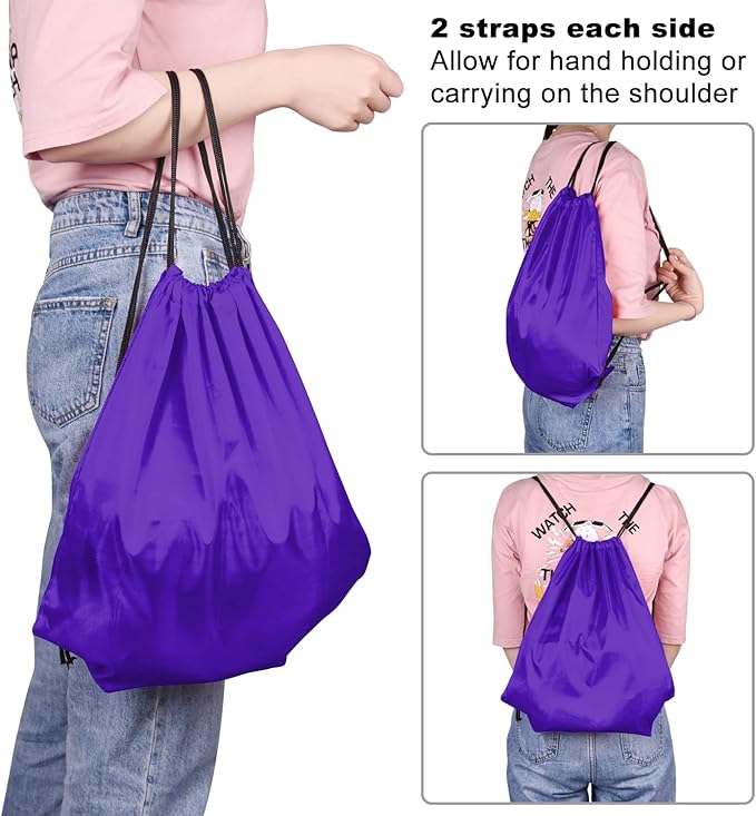 KUUQA 50Pcs Purple Drawstring Backpack Bulk String Bags for Storage, Sport, Gym, and Traveling