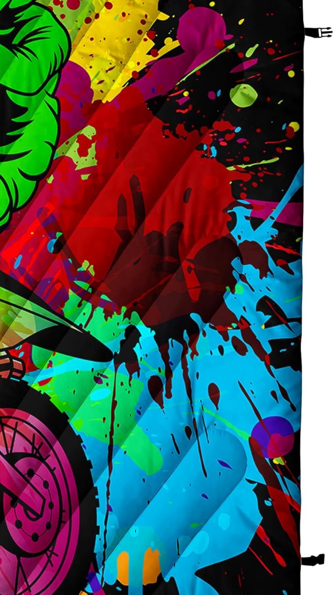 Axolotl Dirt Bike Camping Blanket,Motor Vehicles Biker Puffy Printed Blanket,Motocross Racer Packable Outdoor Blanket,Colorful Ink and Oil Paintlightweight Backpacking for Camping,Picnic,Hiking,Beach