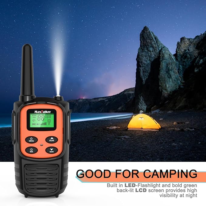 Walkie Talkies for Adults 2 Pack Long Range Rechargeable 2 Way Radios, Hiking Accessories Camping Gear Xmas Gift for Kids with 22 FRS Channel Radios, Lamp,VOX,Li-ion Battery,NOAA