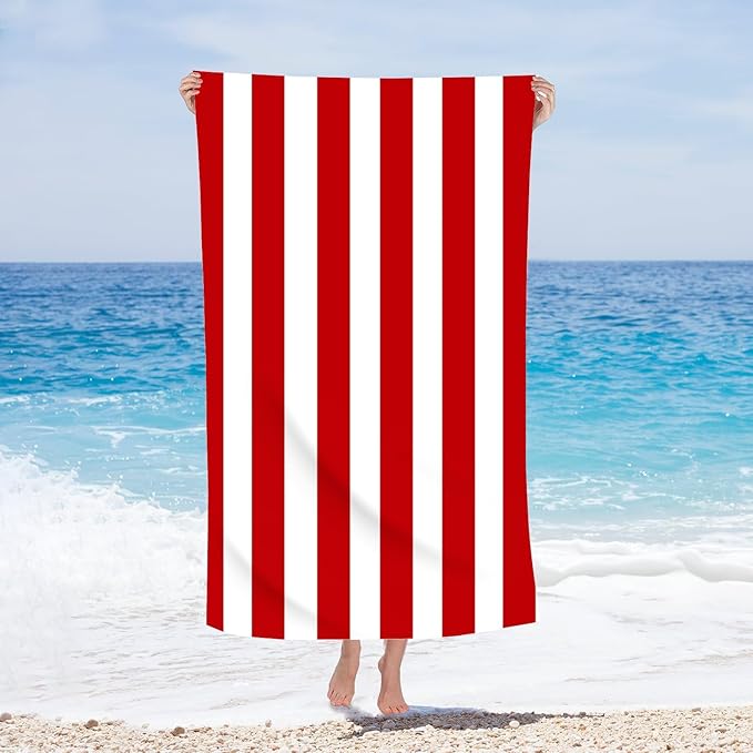 Beach Towel Beach Blanket - 31 x 51 inch Stripe Quick Dry Absorbent Towel, Beach Essentials for Swimmers Best Beach Gifts for Travel, Swim, Camping