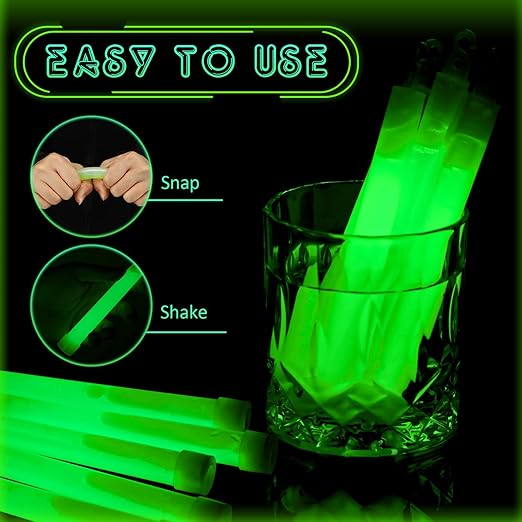 Sotiff Bright 6 Inch Large Glow Sticks Bulk Light Stick Green Emergency Glow in The Dark Sticks with 12 Hour Duration for Camping Hiking Outdoor Parties Activities Survival Storms Blackouts(48 Pcs)