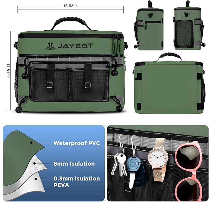 Kayak Cooler Behind Seat - Waterproof Cooler Bag Compatible with Lawn-Chair Seat Kayak,Kayak Accessories Camping Cooler, Portable Ice Chest for Fishing, Beach,Picnic, Trips