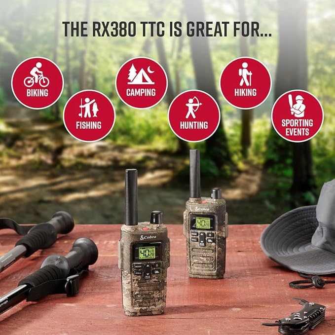 Bundle of Cobra RX380 TTC Walkie Talkies (2-Pack) + Cobra ACXT1037R FLT Walkie Talkie (1-Pack)