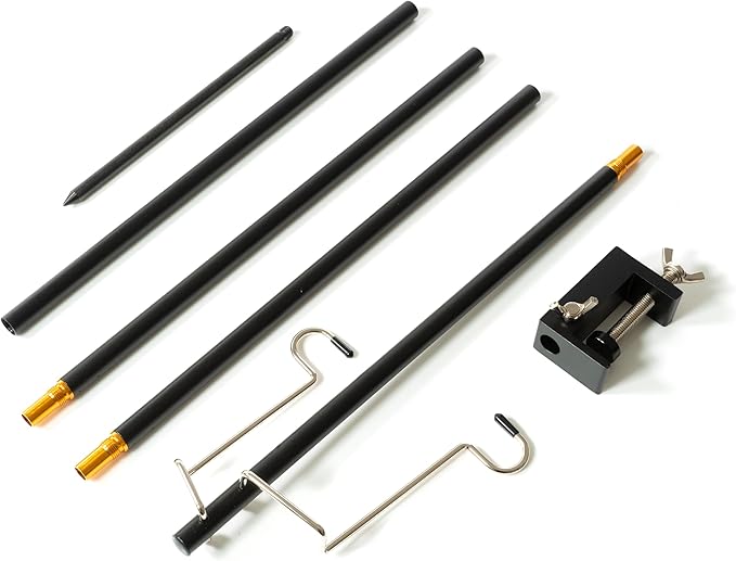 Phuma Camping Lantern Stand Hanging Pole for Portable Lamp - Folding Collapsible Outdoor Hanger Hook Holder, Black aluminium ; Copper