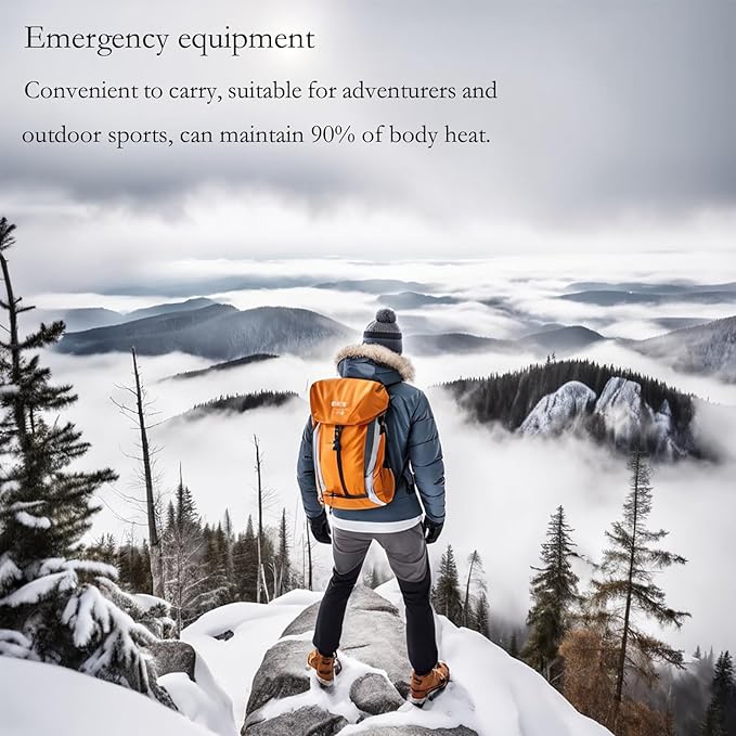 Survival Blanket Emergency Mylar Thermal Blankets, Portable Space Blankets Survival Camping Emergency Blankets. Suitability for Camping, Bug Out Bag, Survival, Hiking. (Orange)