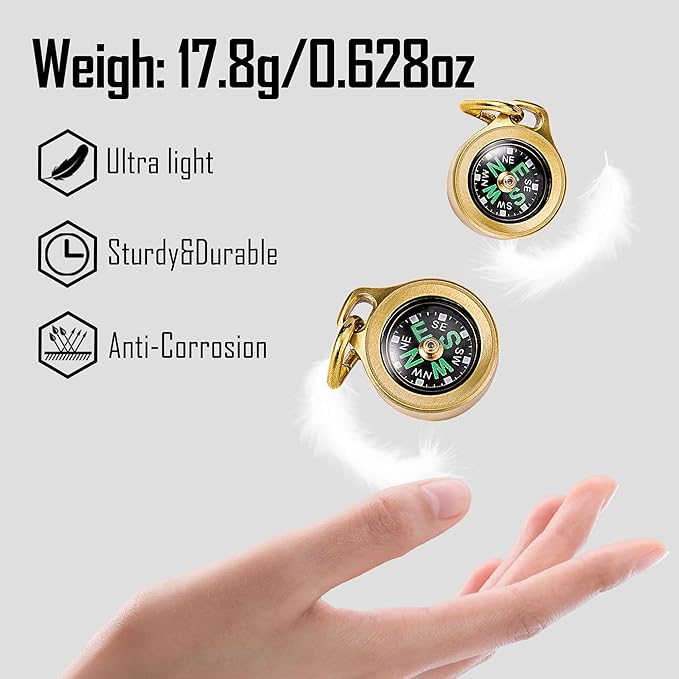 MecArmy CMP/CMP2 Mini Compass- Meaningful Graduation Birthday Gifts for Men Women, EDC Titanium/Brass/Copper Pocket Compass for Hiking SurvivaI, IPX5 Waterproof, Glow in The Dark, Necklace Pendant