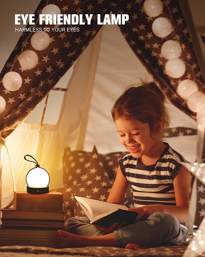 Portable Table Lamp Night Light for Bedroom,3 Color Stepless Dimming Up Night Light, Rechargeable Cordless Lamp Nursery Lamp for Kids Lamp Small Touch Lamp (Grey)