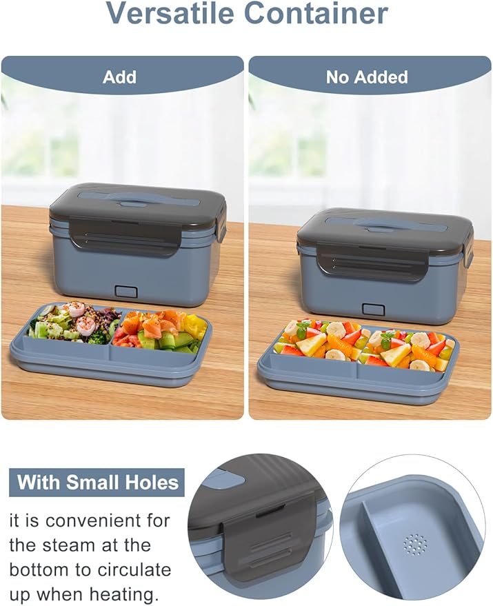 Electric Lunch Box Food Heater, New 100W Portable Food Warmer, Heated Lunch Box for Adults Car/Home with 1.8L Removable Stainless Steel Container, Christmas White Elephant Gifts, 12V/24V/110V/220V