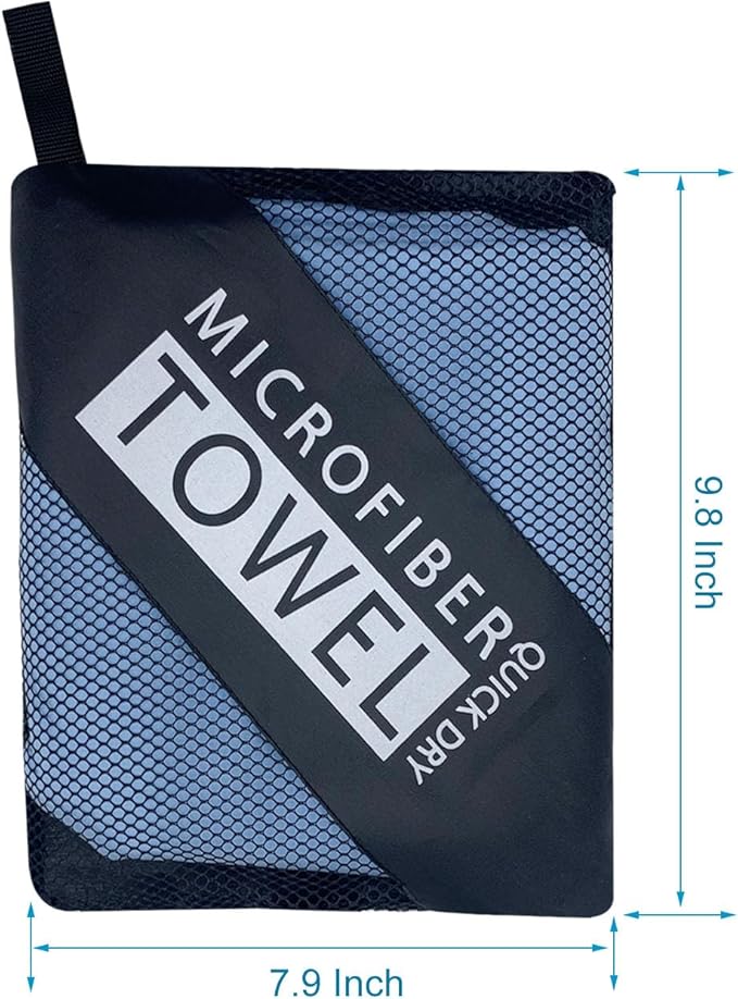 Quick Dry, Super Absorbent Microfiber Towel - Perfect for Travel, Gym, and Camping. Ultra Compact, Lightweight. Ideal for Trip, Beach, Shower, Backpacking, Pool.