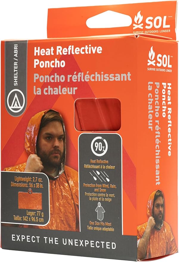 S.O.L. Survive Outdoors Longer S.O.L. Heat Reflective Waterproof Poncho (3 Pack)